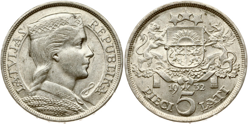 Latvia. 5 Lati 1932. Silver 25.02 g. KM-9.

VF/XF