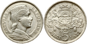 Latvia 5 Lati 1932