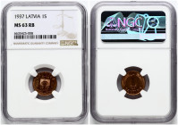 Latvia 1 Santims 1937 NGC MS 63 RB