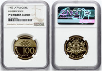 Latvia 100 Latu ND (1993) Proclamation of the Republic of Latvia NGC PF 69 ULTRA CAMEO ONLY 3 COINS IN HIGHER GRADE