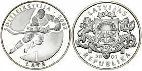 Latvia 1 Lats 2001 Ice Hockey