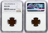 Lithuania 2 Centai 1936 NGC MS 62 BN