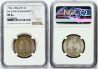 Lithuania 5 Litai 1936 Jonas Basanavicius NGC MS 64
