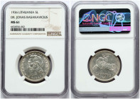 Lithuania 5 Litai 1936 Basanavicius NGC MS 61