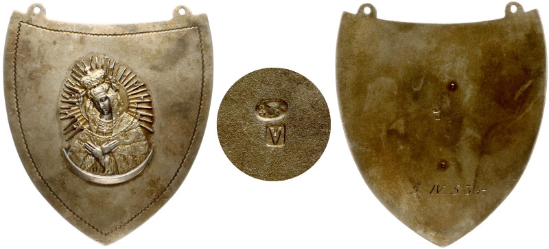 Ryngraf Ostra Brama with engraved date 5.IV.53 r. and hallmark of Vilnius 1920-1...