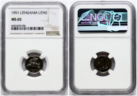 Lithuania 1 Litas 1991 NGC MS 65