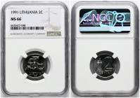 Lithuania 2 Centai 1991 NGC MS 66