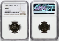 Lithuania 2 Litai 1991 NGC MS 65