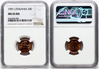 Lithuania 20 Centu 1991 NGC MS 65 RD