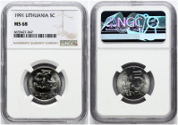 Lithuania 5 Centai 1991 NGC MS 68 TOP POP
