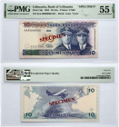 Lithuania 10 Litu 1993 SPECIMEN PMG 55 About UNC EPQ