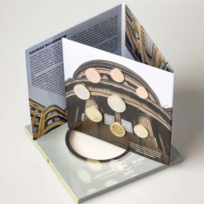 Lithuania. 1 Euro Cent - 2 Euro 2022 Coin Set. Copper plated steel. Nordic gold....