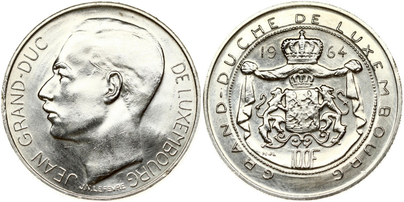Luxembourg. Jean (1964-2000). 100 Francs 1964 Advent to the throne of Grand Duke...