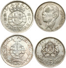 Macau 5 Patacas 1952 & Morocco 5 Dirhams 1384 (1965) Lot of 2 coins