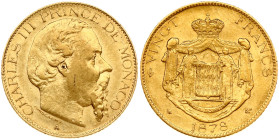 Monaco 20 Francs 1878 A