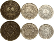 Morocco 5 - 10 Francs 1934-1947 Lot of 3 coins
