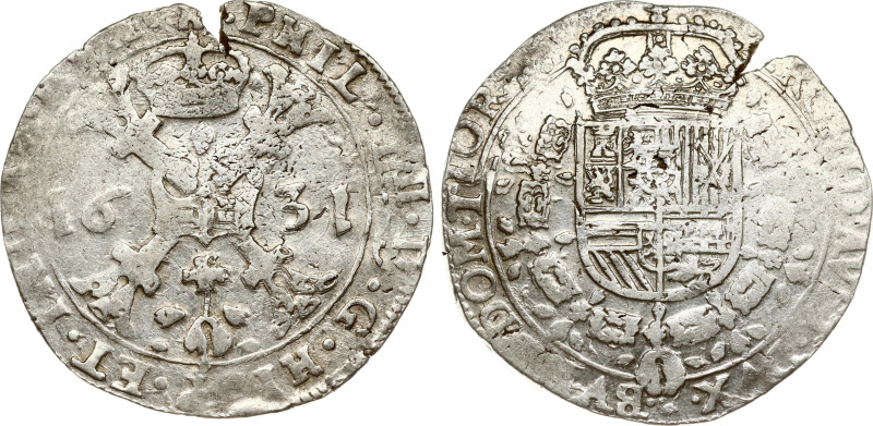 Spanish Netherlands, Tournai. Philip IV (1621-1665). Patagon 1631. Silver 27.88 ...