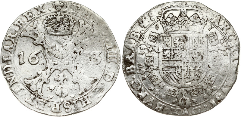 Spanish Netherlands, Brabant. Philip IV (1621-1665). Patagon 1633 Brussels. Silv...