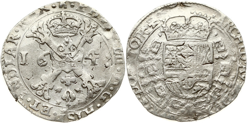 Spanish Netherlands, Tournai. Philip IV (1621-1665). Patagon 164?. Silver 27.93 ...