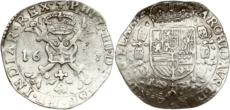 Spanish Netherlands, Flanders. Philip IV (1621-1665). Patagon 16??. Silver 27.88...