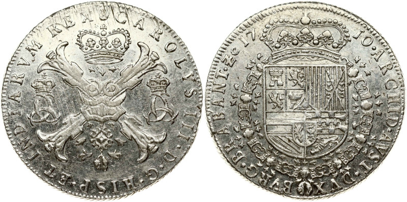 Spanish Netherlands, Brabant. Charles III (1709-1711). Patagon 1710, Antwerp. Si...