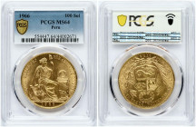 Peru 100 Soles 1966 PCGS MS 64