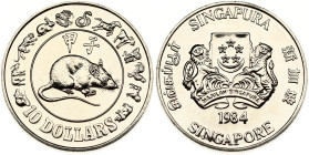 Singapore 10 Dollars 1984 Year of the Rat