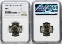 Yugoslavia 10 Dinara 1938 NGC MS 62