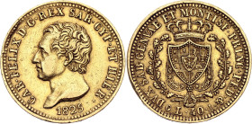 Italian States Sardinia 40 Lire 1825 P