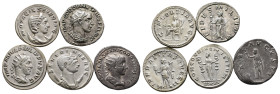 Römische Kaiserzeit, kl. Konvolut von verschiedenen Antoniniane. 5 Stück. Durchweg tolle Erhaltungen. Vorzüglich