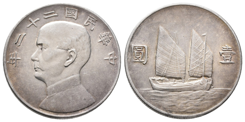 China, Dollar YR22 (1933), 26,76 g. L&M 109. Vorzüglich