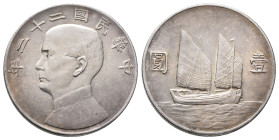 China, Dollar YR22 (1933), 26,76 g. L&M 109. Vorzüglich