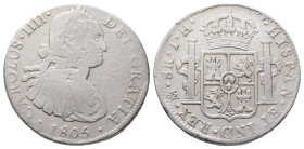 Mexico, Charles IV. 1788-1808, 8 Reales 1805 TH, Mexico. 26,87 g. Cal. 983. Kl. Randfehler, sehr schön