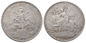 Mexico, Zweite Republik seit 1867, Peso 1910. Caballito. 27,11 g. K/M 453. Kl. Randfehler, sehr schön