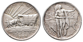 Vereinigte Staaten von Amerika, Half Dollar 1926. 12,45 g. Oregon Trail. K/M 159. Winz. Randfehler, vorzüglich