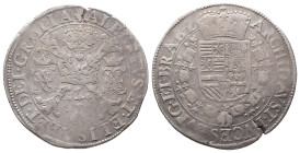 Belgien Brabant, Albert und Isabella 1598-1621, Patagon o. J., Antwerpen. 27,87 g. Dav. 4432. Hübsche Patina, Schrötlingsfehler, sehr schön