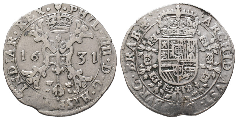 Belgien Brabant, Philipp IV. 1621-1665, 1/2 Patagon 1631, Antwerpen. 13,68 g. De...