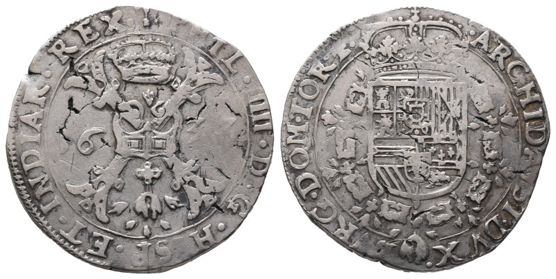 Belgien Flandern, Philipp IV. 1621-1665, Patagon 1633, Brügge?. 27,63 g. Dav. 44...