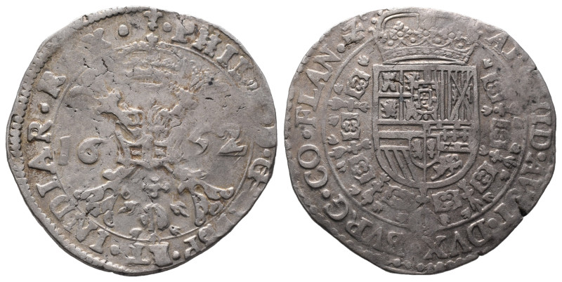 Belgien Flandern, Philipp IV. 1621-1665, Patagon 1652, Brügge. 28,01 g. Dav. 446...