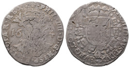 Belgien Flandern, Philipp IV. 1621-1665, Patagon 1664, Brügge. 28,00 g. Dav. 4464. Hübsche Patina, Schrötlingsfehler, sehr schön