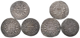 Frankreich, Philipp III. 1270-1285, Gros Tournois. 3,17 g., 3,56 g. und 3,49 g. 3 Stück. Sehr schön-vorzüglich