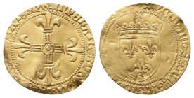 Frankreich, Karl VIII. 1483-1497, Ecu d'or au soleil o. J. 3,30 g. Fb. 318. Gewellt, fast sehr schön