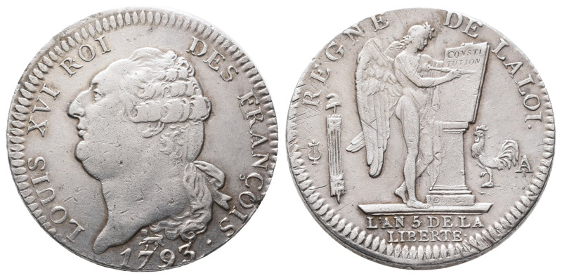 Frankreich, Ludwig XVI. 1774-1793, Ecu constitutionnel 1793 A, Paris. 29,12 g. D...