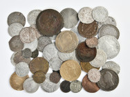 Frankreich, Konvolut von Münzen und Medaillen, von der Turnose bis zum 2 Francs Stück. Viele interessante Stücke. Bitte besichtigen. 50 Stück. Schön-s...