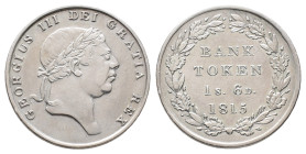Großbritannien, George III. 1760-1820 - Bank of England, Eighteenpence (1s 6p) 1815. 7,29 g. Seaby 3772. Winz. Randfehler, sehr schön-vorzüglich