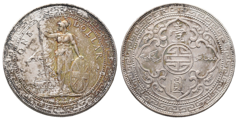 Großbritannien, Edward VII. 1901-1910, Trade Dollar 1907 B, Bombay. 26,90 g. K/M...