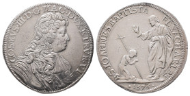 Italien Toscana, Cosimo III. Medici 1670-1723, 1/2 Piastra 1676, Florenz. 15,55 g. Montagano 331. Felder bearbeitet, sehr schön