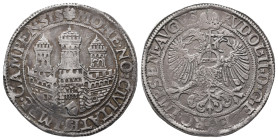Niederlande Campen, Stadt, Reichstaler o. J., mit Titel Rudolfs II. 28,21 g. Dav. 8881. Sehr schön
