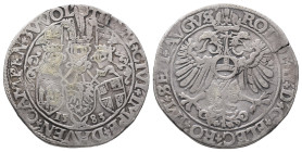Niederlande, Deventer, Campen und Zwolle, Gemeinschaftlich, Reichstaler 1583, mit Titel Rudolfs II. 28,11 g. Dav. 8539. Schrötlingsriss, Kratzer, sehr...