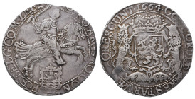 Niederlande Zeeland, Provinz, Dukaton 1664. 32,59 g. Dav. 4942. Schrötlingsfehler, sehr schön-vorzüglich